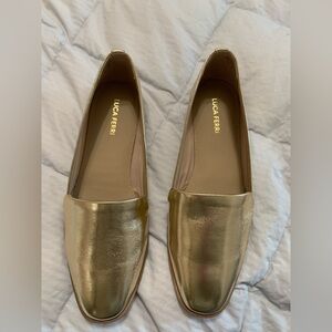 Luca Ferri Gold Women's Loafers new size 7 Coastal Grandma old money metallic